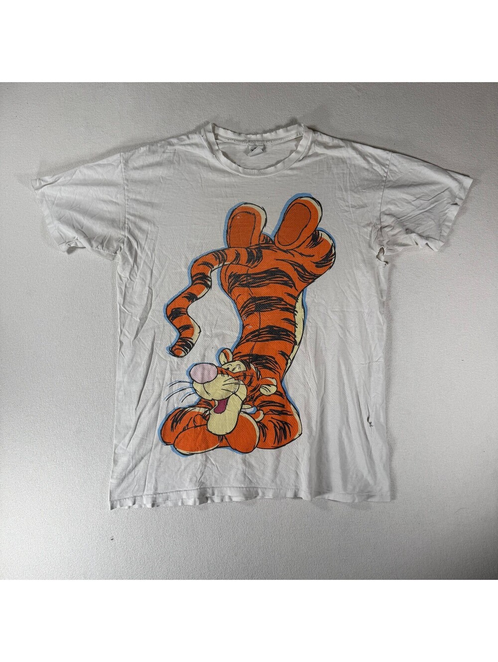 Vintage 90s Disney Tiger Check List Thrashed Paper Thin Oversized T Shirt Sz XXL